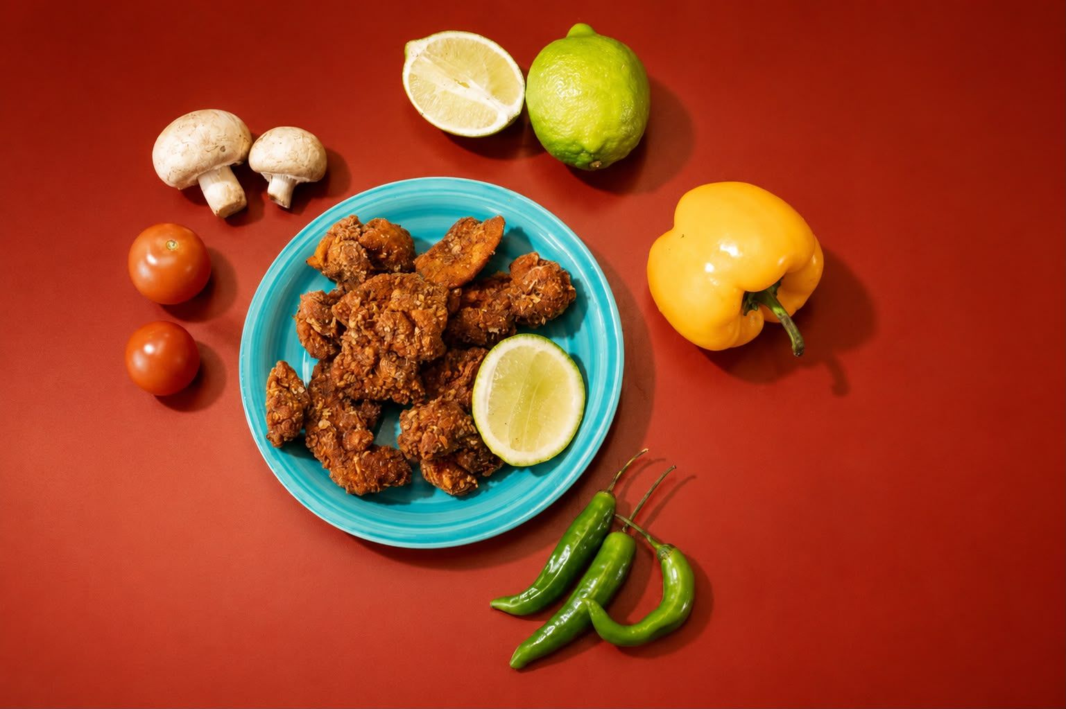 Crispy fried chicken with lime